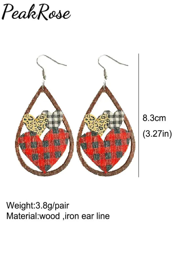 Hearts Wooden Earrings