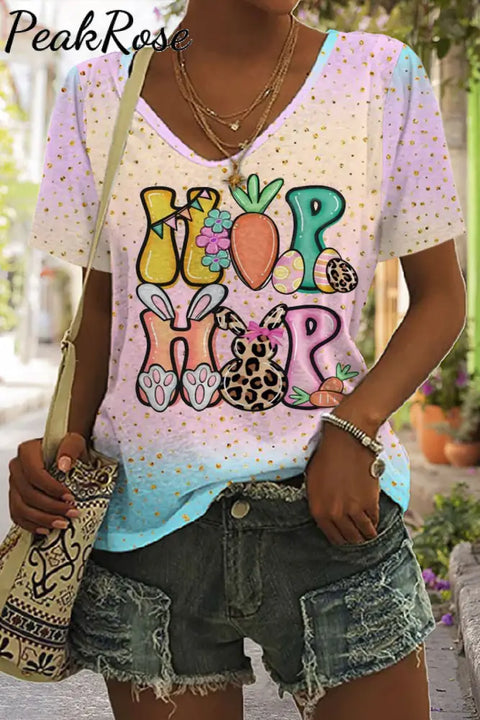 Hip Hop Easter Bunny Carrots V Neck T-Shirt T-Shirt