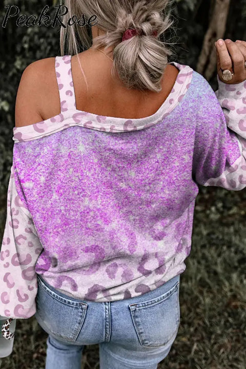 Hip Hop Ya Dont Stop Sunglasses Rabbit Gradient Leopard Print Off Shoulder Blouse