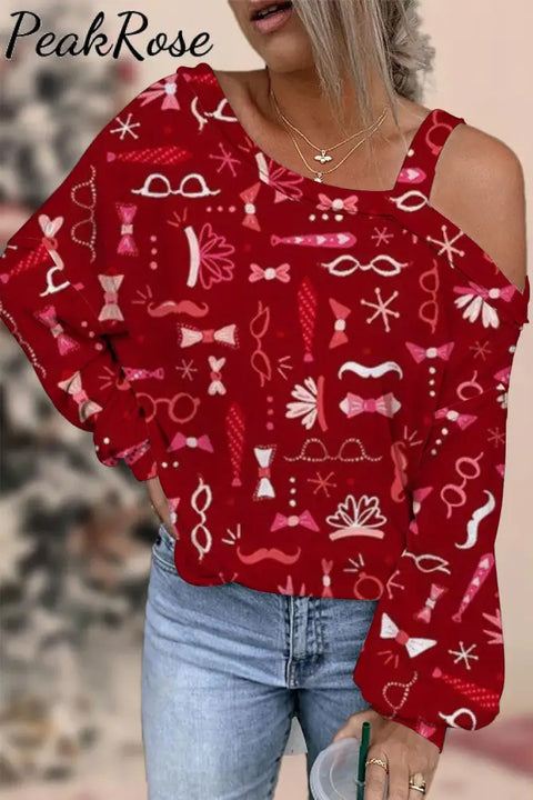 Holiday Burgundy Off-Shoulder Blouse