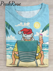 Holiday Santa Crew Neck T-Shirt As Picture / S Christmas