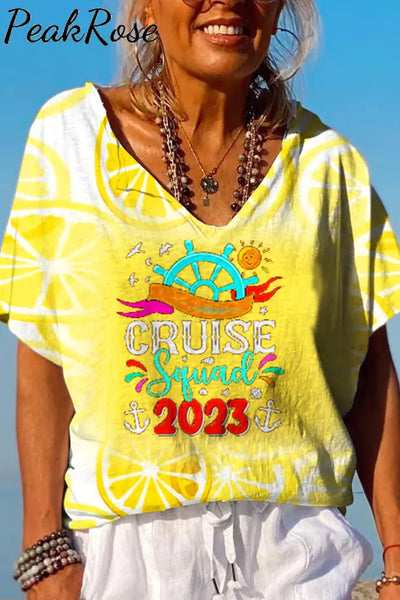 Holidays 2023 Summer Family Seaside Vacation Cruise Squad Dolman Sleeves Tee S / Yellow