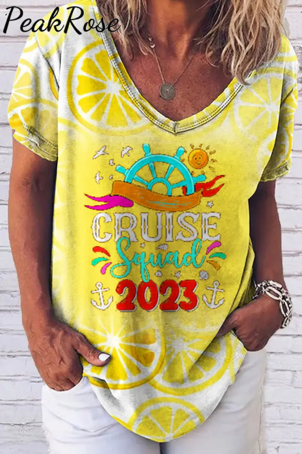 Holidays 2023 Summer Family Seaside Vacation Cruise Squad Loose T-Shirt Raw Edges