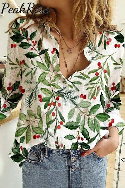 Holly Plants Long Sleeve Shirt S / White Women