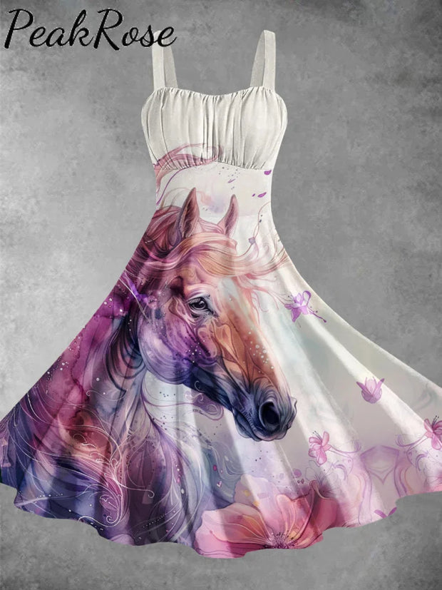 Horse Western Art Print Backless Dress S