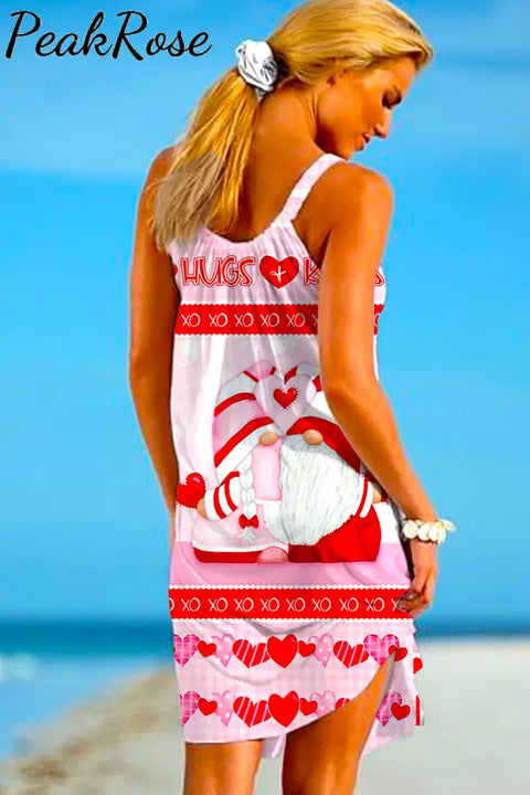 Hugs Kisses Xoxo Gnome Love Gnomes Print Sleeveless Dress