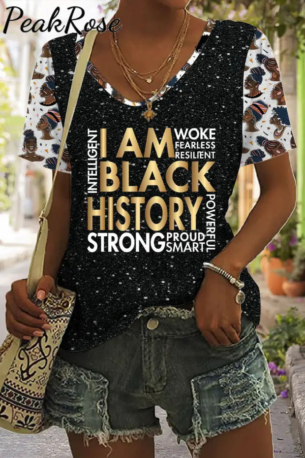 I Am Black History Month Strong Proud Smart Girls Printed Short Sleeve T-Shirt