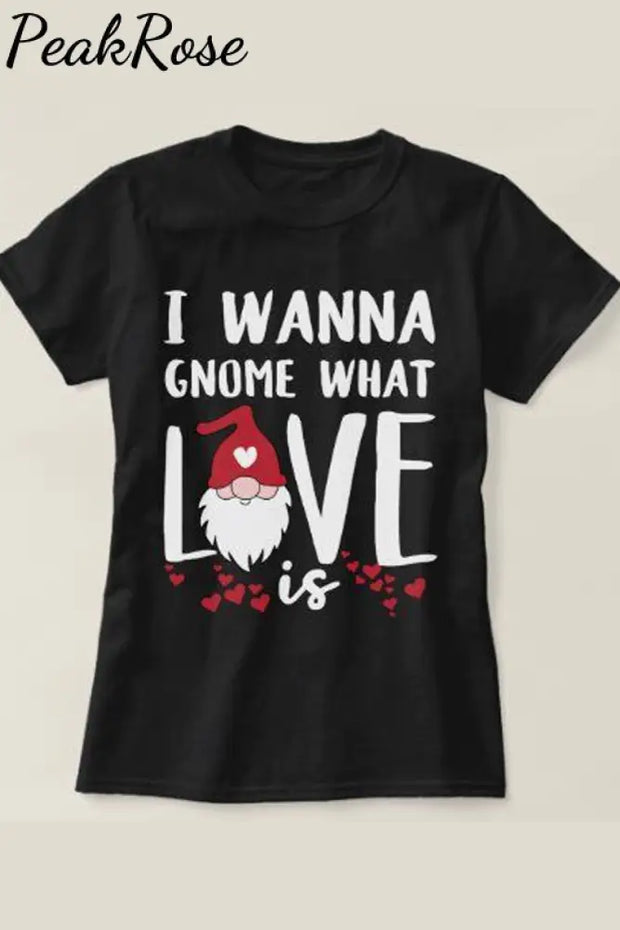 I Wanna Gnome What Valentine Is T-Shirt S / Black T-Shirt