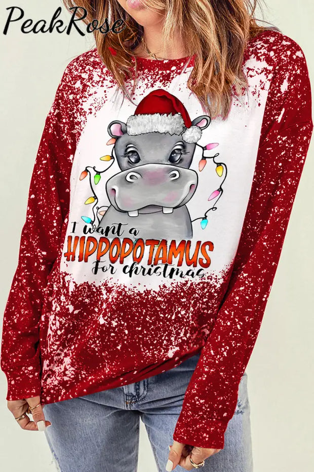 I Want A Hippopotamus For Christmas Plaid Sweatshirt