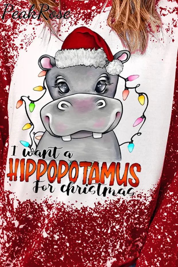 I Want A Hippopotamus For Christmas Plaid Sweatshirt