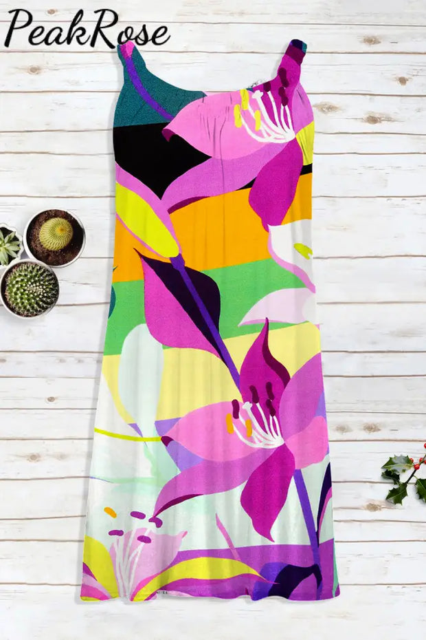 Impression Colorful Petal Sleeveless Dress