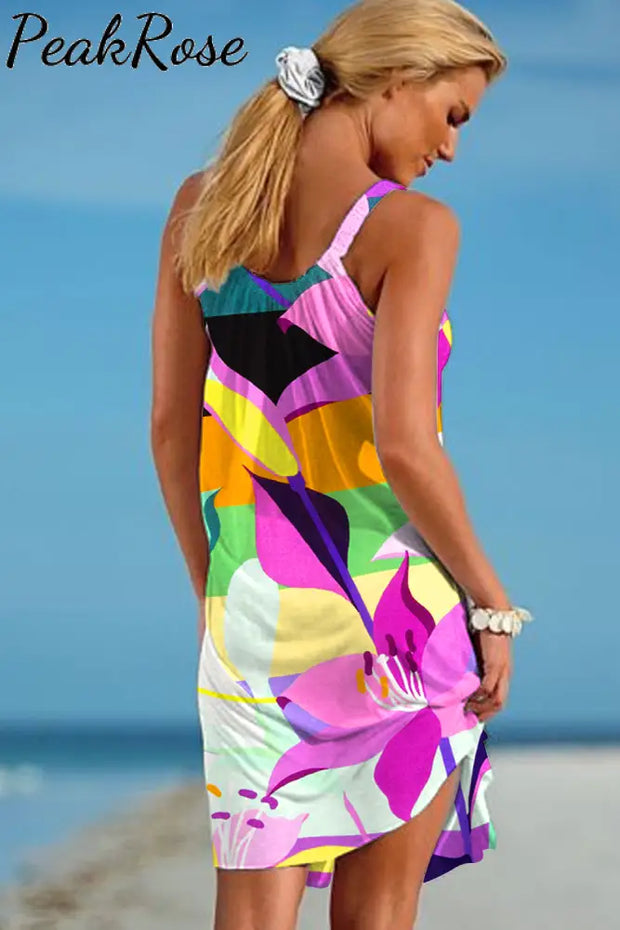 Impression Colorful Petal Sleeveless Dress