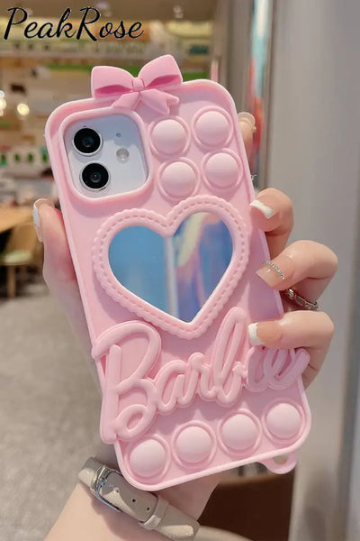 Interesting Heart Mirror Silicone Mobile Phone Case Pink