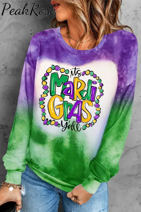 It’s Mardi Gras Y’all Colored Beads Long-Sleeved Sweatshirt #1 / S