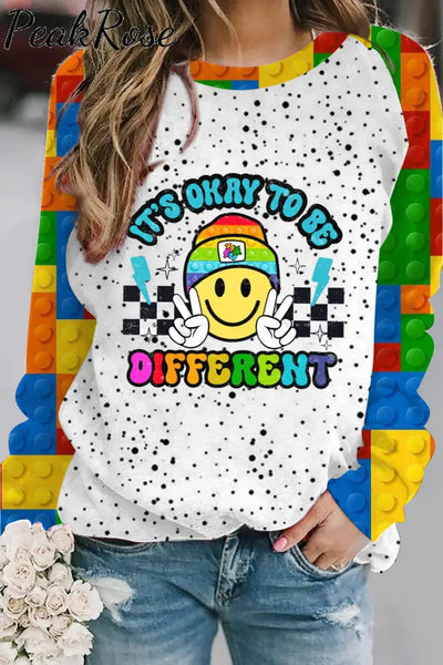 It’s Okay To Be Different Autism Print Sweatshirt Photo Color / S