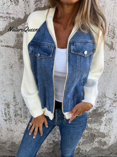 Casual V-neck Zipper Jacket