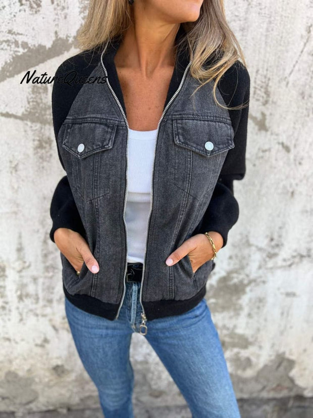 Casual V-neck Zipper Jacket