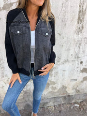 Casual V-neck Zipper Jacket