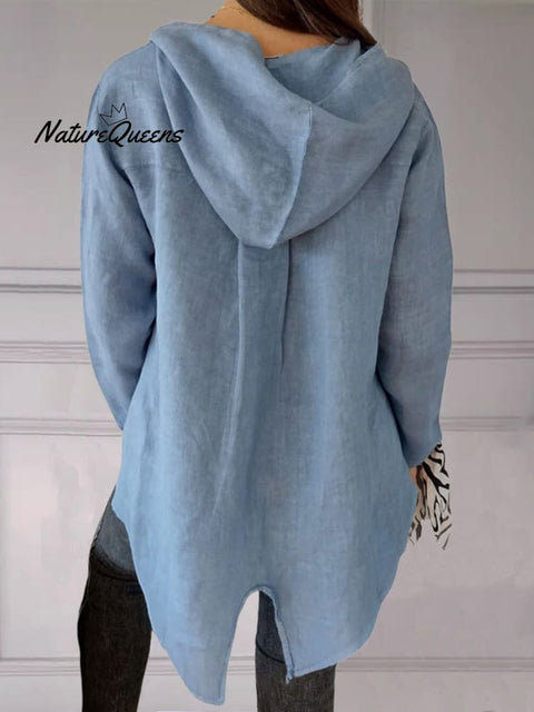 Women's Cotton Linen Hooded Top