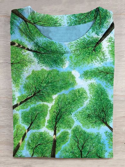 Bule Sky Nature Art Print Casual Short Sleeve T-shirt