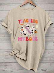 Teaching My Boos Spooky Trick Or Teach Casual Print T-shirt