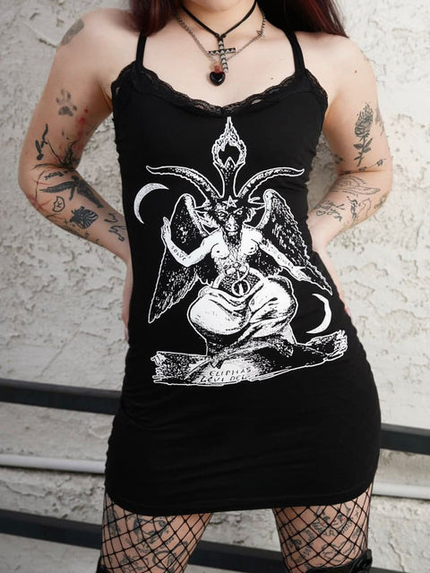 Women's Baphomet Lace Strap Dress