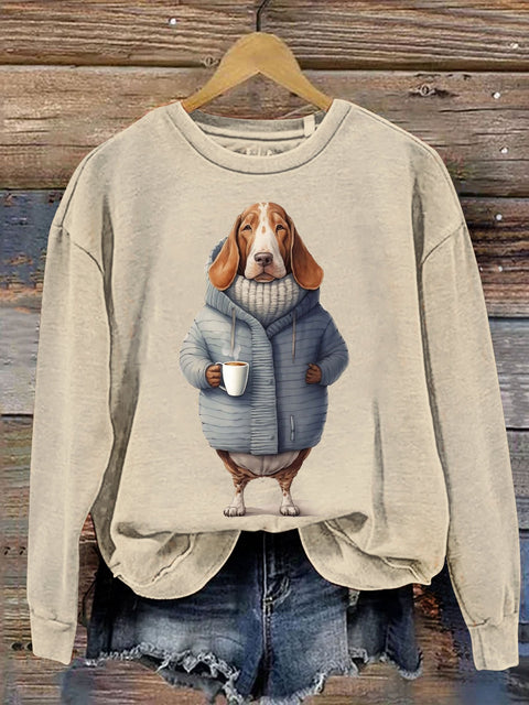 Unisex Dachshund Dog Art Print Casual  Sweatshirt