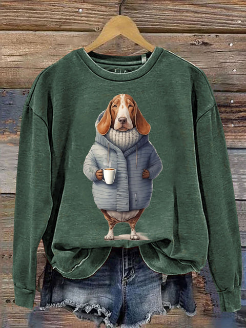 Unisex Dachshund Dog Art Print Casual  Sweatshirt