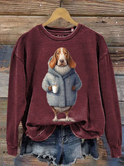 Unisex Dachshund Dog Art Print Casual  Sweatshirt