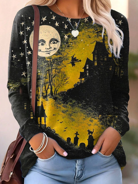 Women's Halloween Art Print Casual Sweatshirt