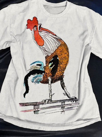 Funny Chicken Art Print Casaul Short Sleeve T-shirt