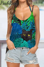 Jungle Art Print Halter Top Tops