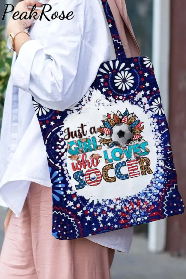 Just A Girl Who Loves Soccer Print Tote Bag