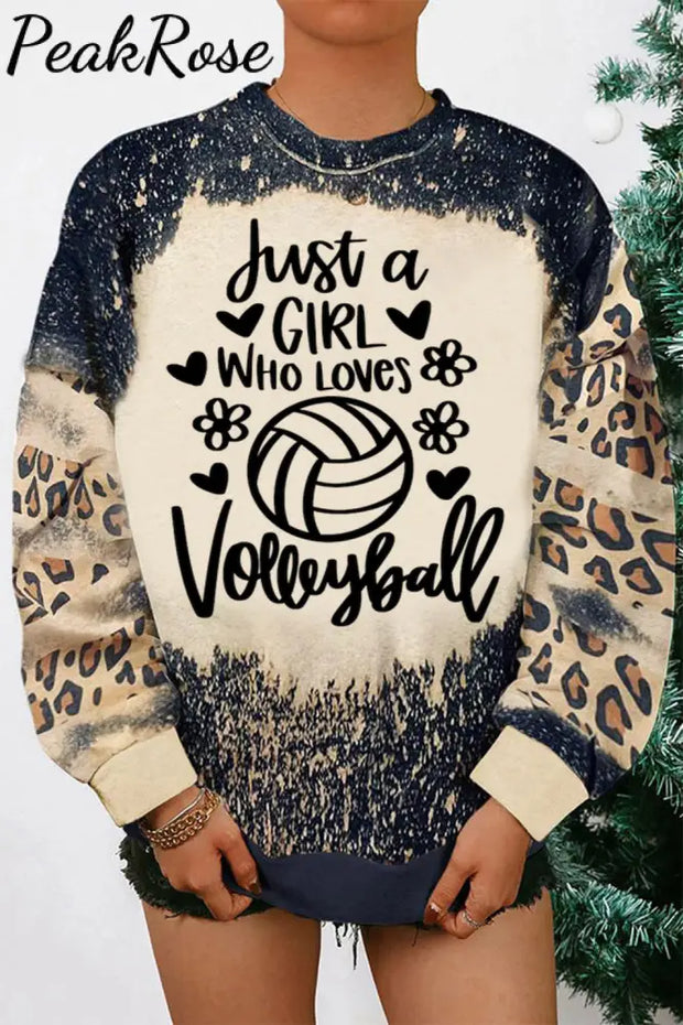 Just A Girl Who Loves Volleyball Print Sweatshirt