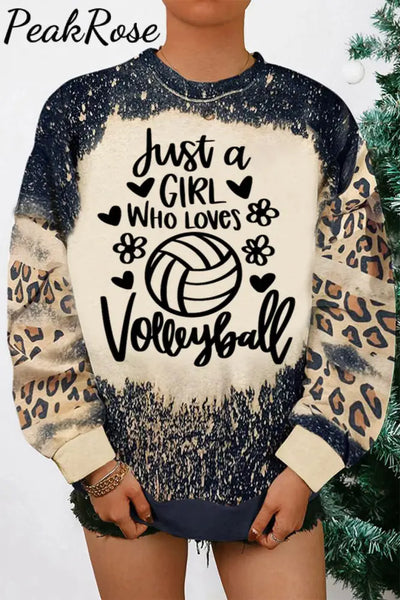 Just A Girl Who Loves Volleyball Print Sweatshirt S / Photo Color