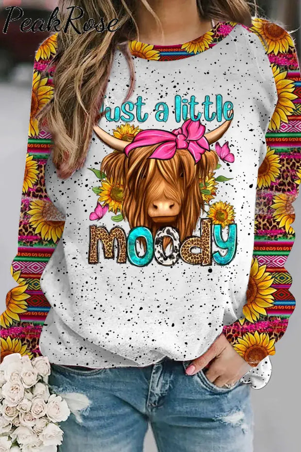 Just A Little Moody Western Leopard Sunflower Print Sweatshirt Floral / S