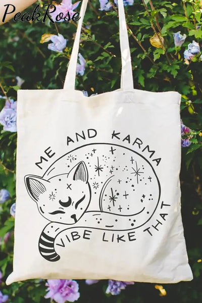 Karma Is A Cat Tote Bag Beige / 30*40 Cm