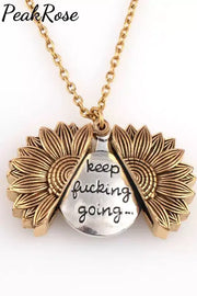 Keep Going Sunflower Locket Pendant Necklace