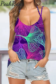 Leaf Pattern Halter Top Tops