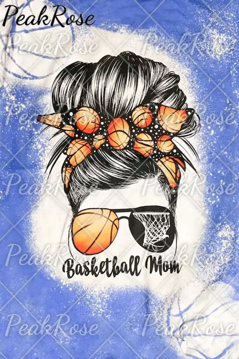 Leopard Basketball Mom Messy Bun Bleached Print T-Shirt T-Shirt