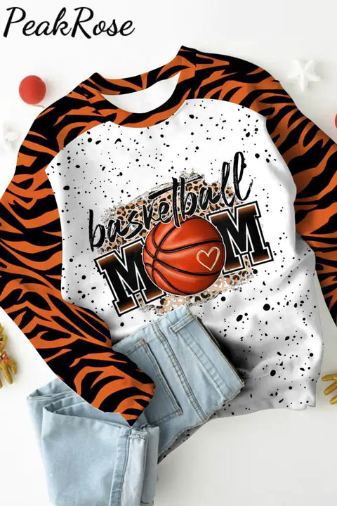 Leopard Basketball Mom Polka Splatter Tiger Stripe Sweatshirt