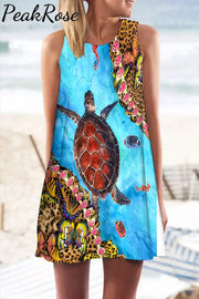 Leopard Butterfly Diamond Zipper Sea Life Tank Dress