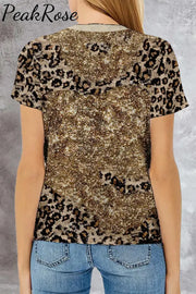 Leopard Christmas Believe Santa Short Sleeve T-Shirt