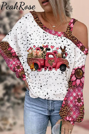 Leopard Farm Animals Truck Off-Shoulder Blouse S / Polka