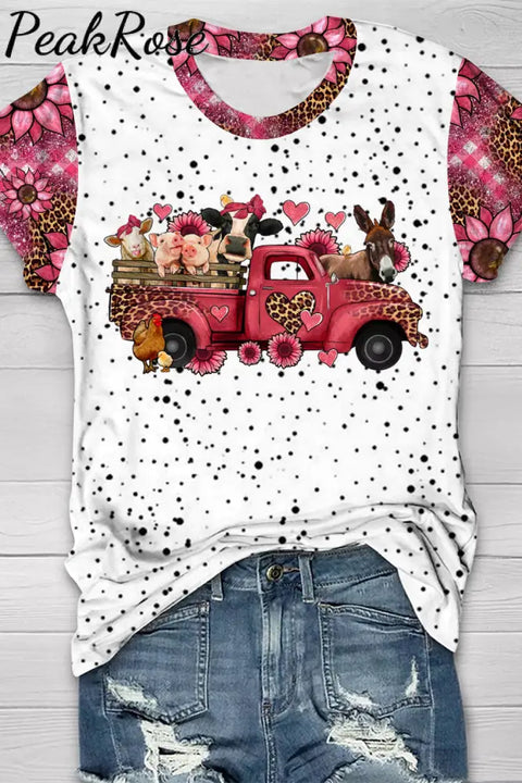 Leopard Farm Animals Truck Print T-Shirt T-Shirt