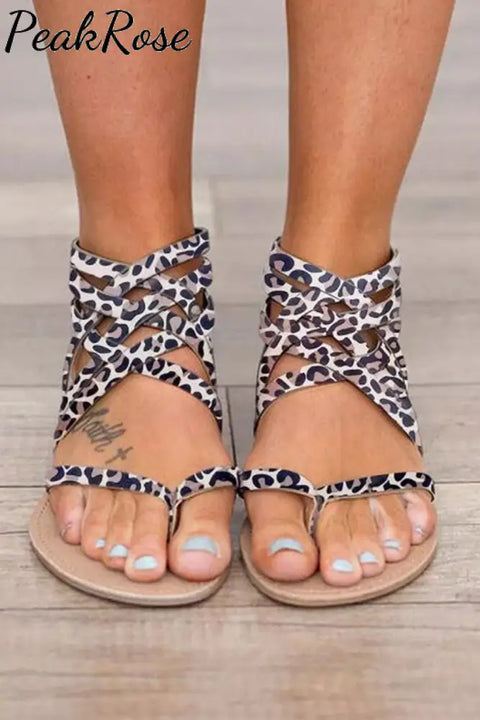 Leopard Flip Flops Sandal Shoes / 3.5(35) Sandals