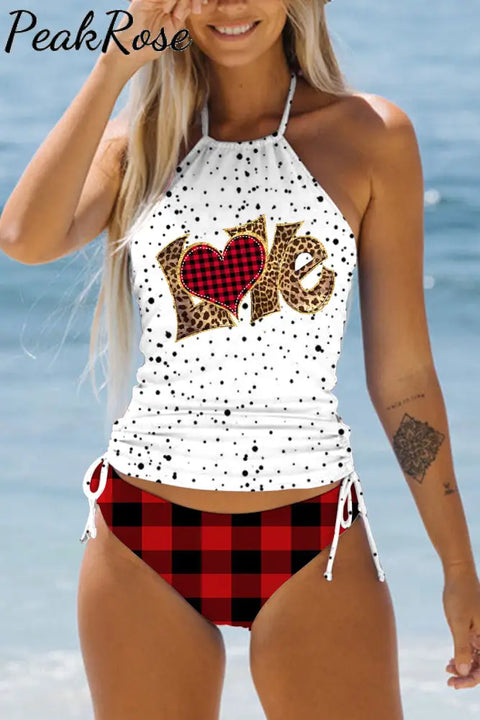 Leopard Heart Bikini Swimsuit S / Polka