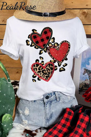 Leopard Heart Glitter T-Shirt S / White T-Shirt