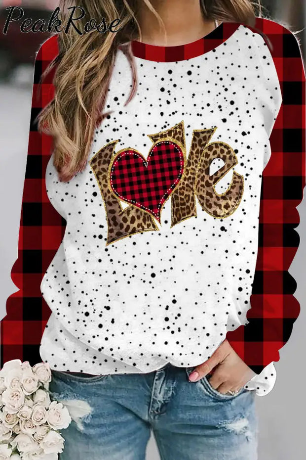 Leopard Heart Print Sweatshirt S / Polka