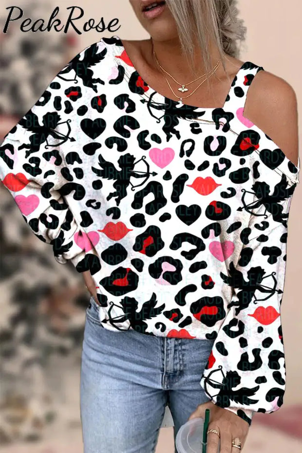 Leopard Love Cupid Print Off-Shoulder Blouse